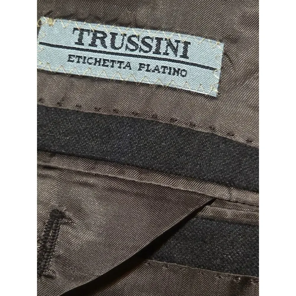 Trussini Boyds Wool Windowpane Suit Jacket Blazer Pants Set Italy Size 40R EU 50